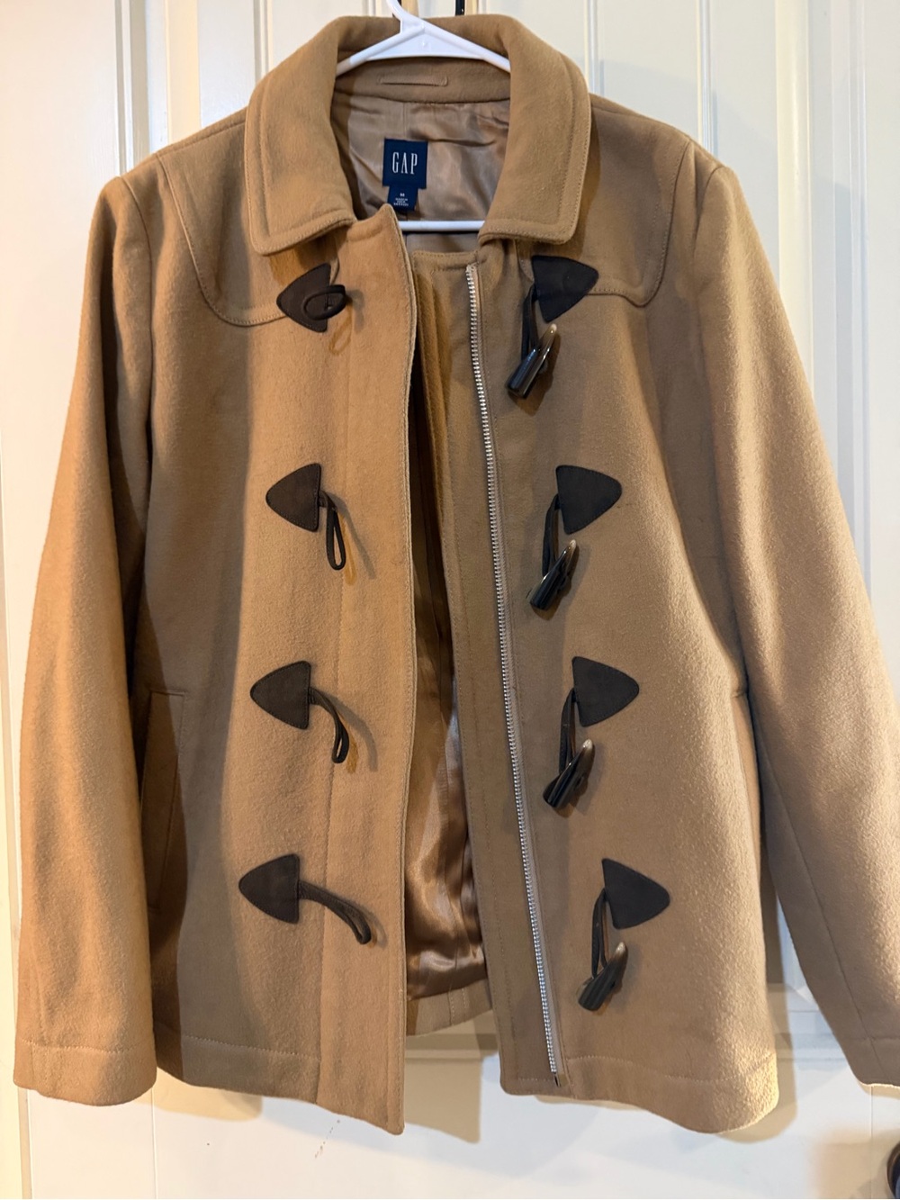 GAP Tan Toggle Coat with Black Accents